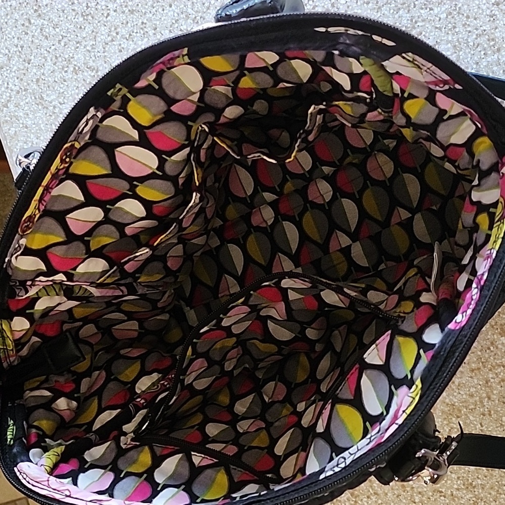 Vera Bradley Black Pink Floral Quilted Hand Bag - Picture 6 of 13